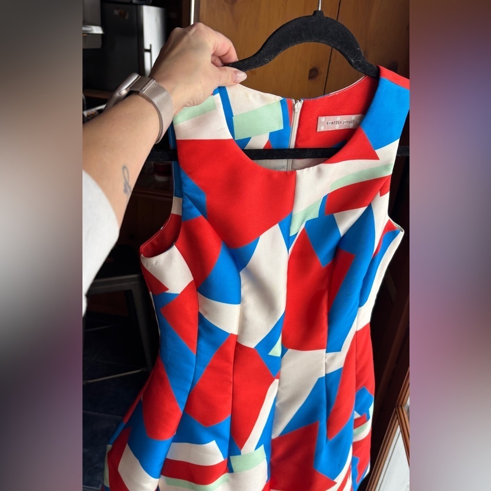 Geometric print sleeveless dress size S non stretch - Picture 5 of 15